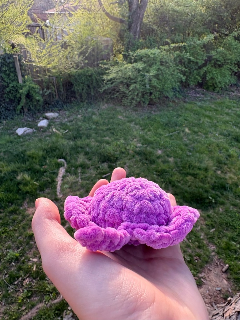 Handmade Plush Fiber Art Ray - Purple Crochet Ocean Buddy - Picture 8 of 11